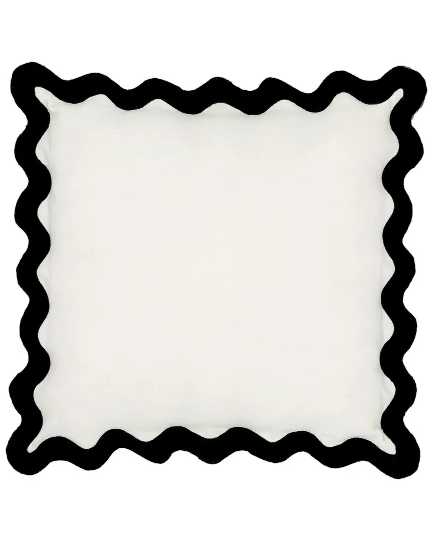 Scalloped Edge Throw Pillow - Black, Velvet image