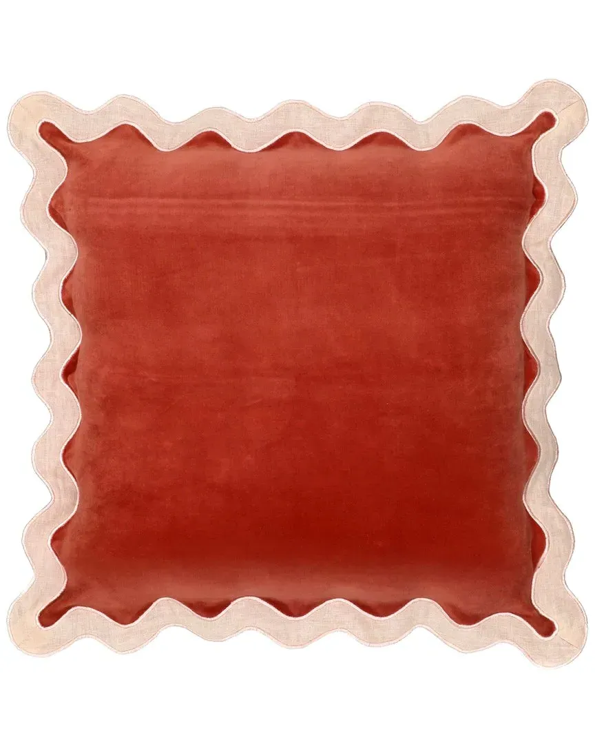 Scalloped Edge Throw Pillow - White, Velvet