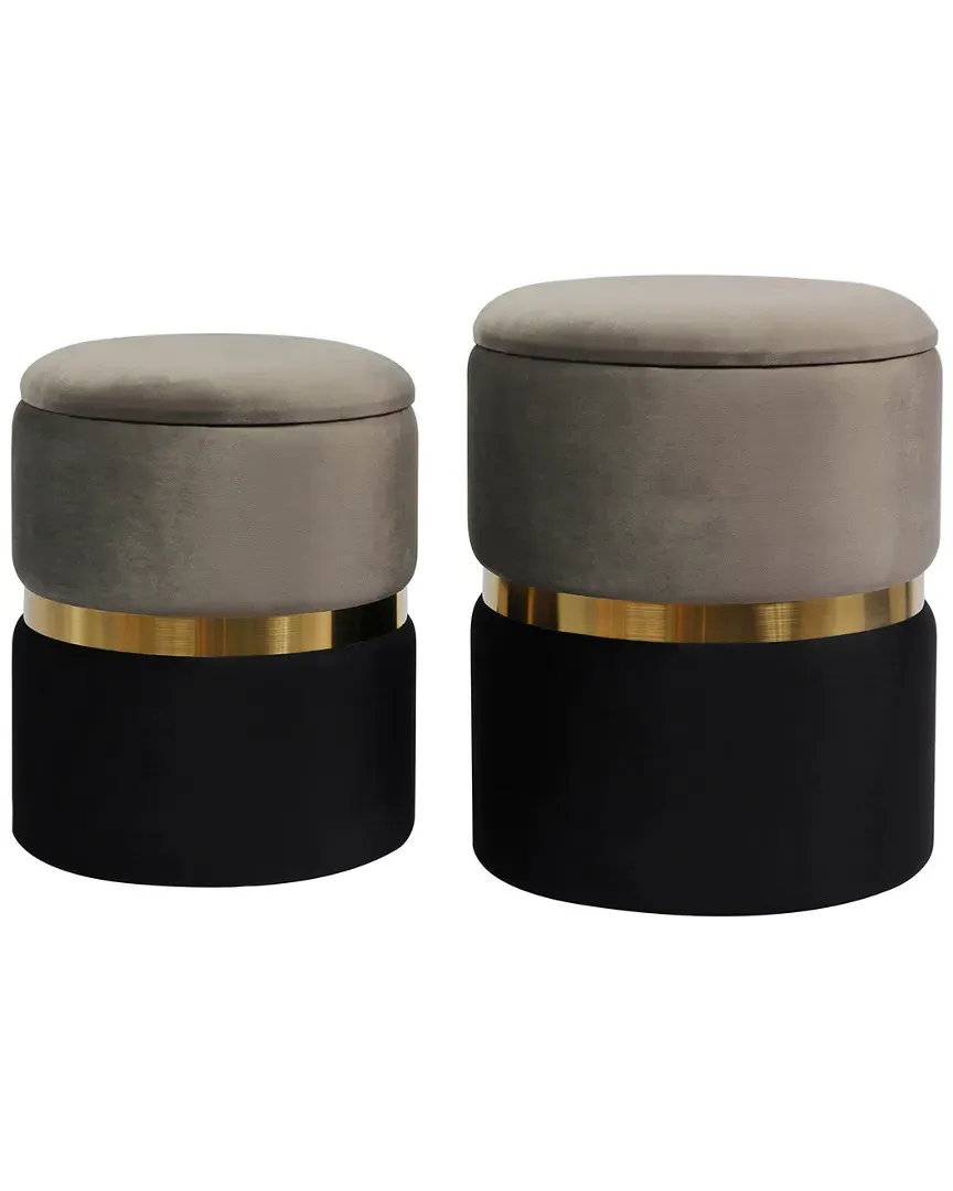 Set of 2 Storage Ottomans - Grey, Velvet image