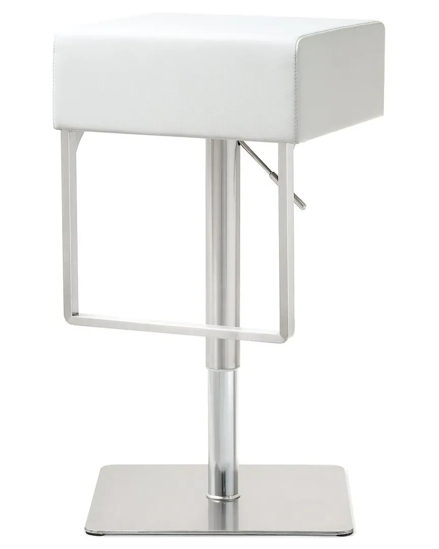 Seville Adjustable Bar Stool - White, Vegan Leather