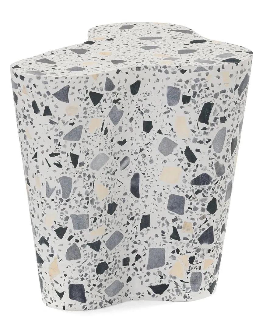 Slab Riverbed Terrazzo Side Table - Black and White, Concrete image