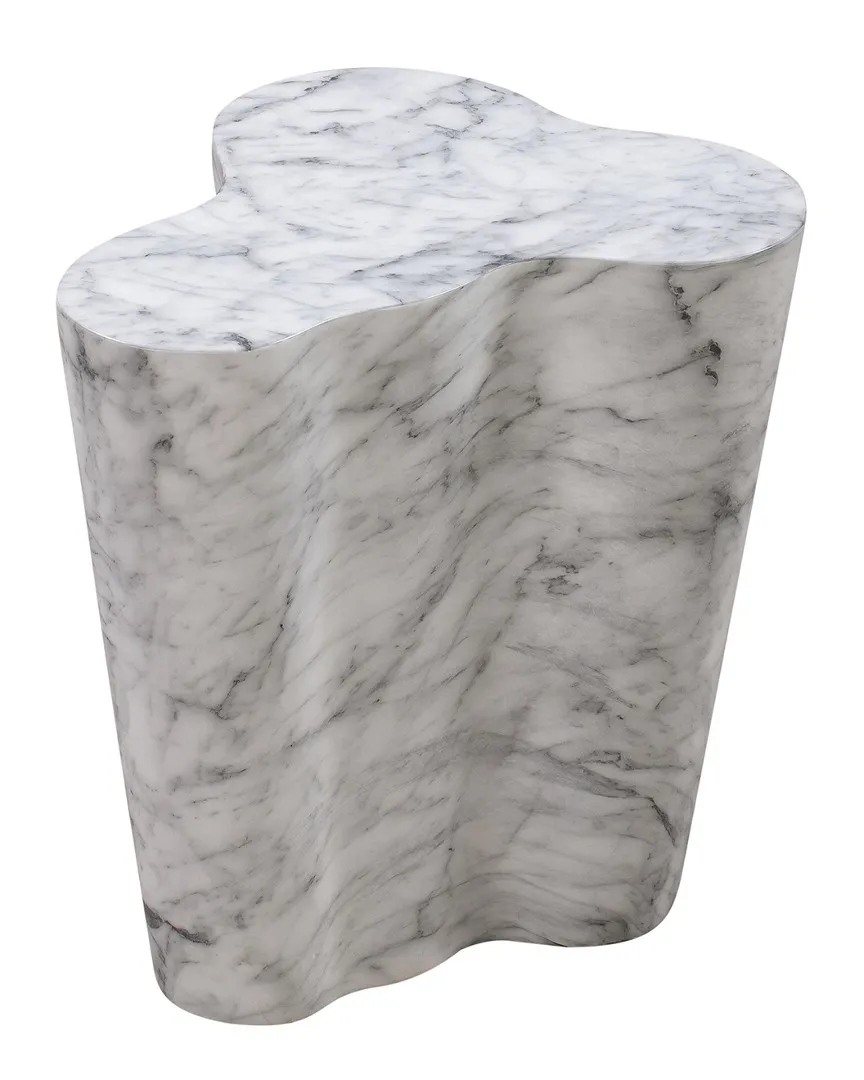 Slab Short Side Table - White Marble, Concrete image