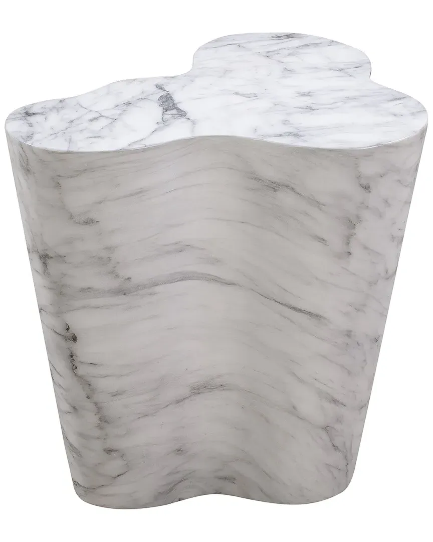 Slab Tall Side Table - White Marble, Concrete