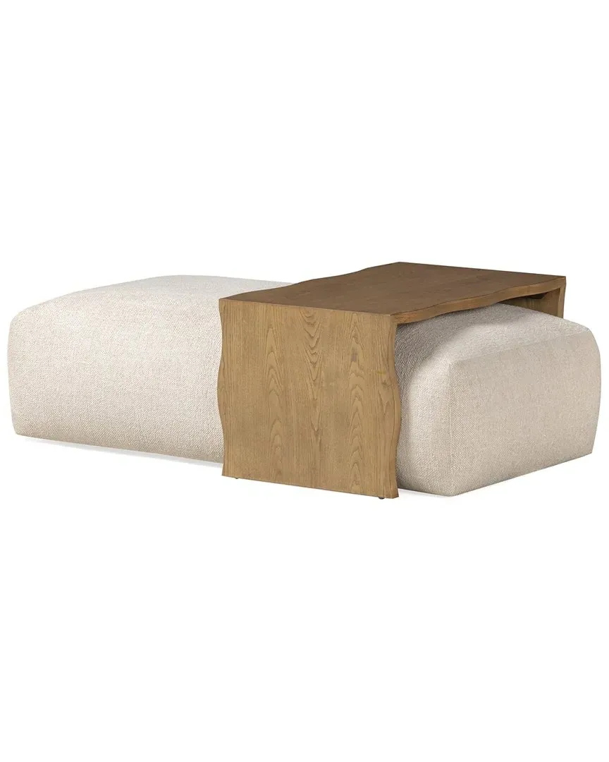 Spencer Ottoman with Bridge Table - Cream, Basketweave image