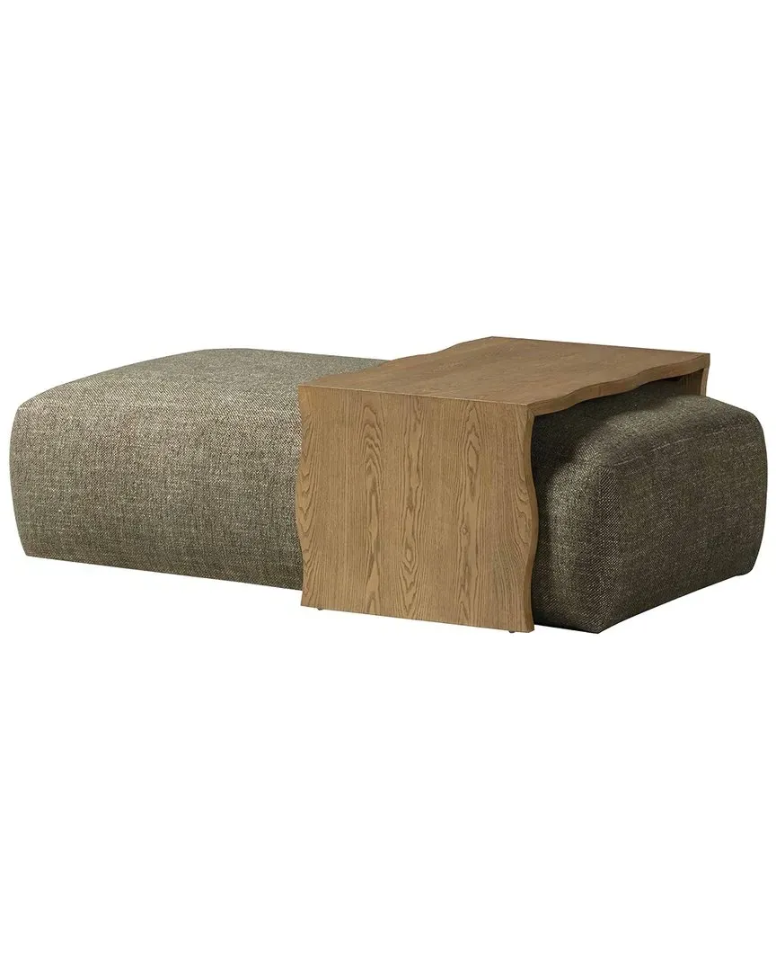 Spencer Ottoman with Bridge Table - Green, Basketweave