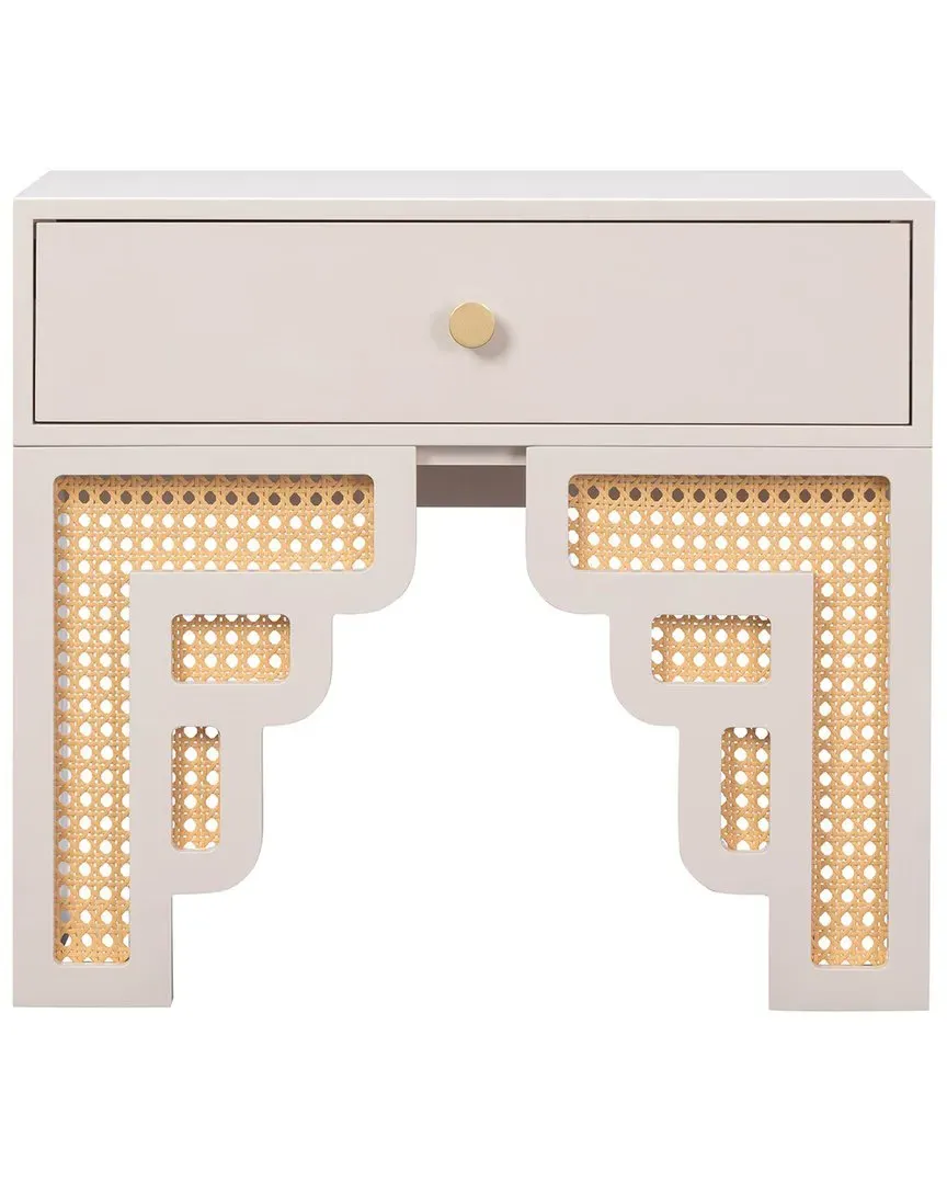 Suzie Rattan Nightstand - White, MDF