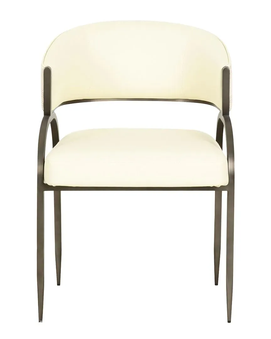 Tatum 2-Tone Jacquard Dining Chair - Cream, Vegan Leather