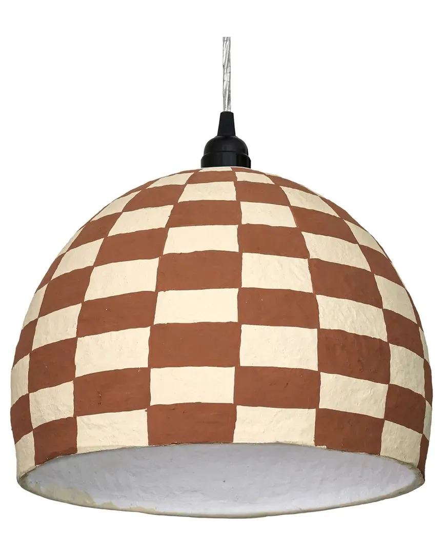 Taurus Cotton Mache Pendant Lamp - Beige, Terracotta image
