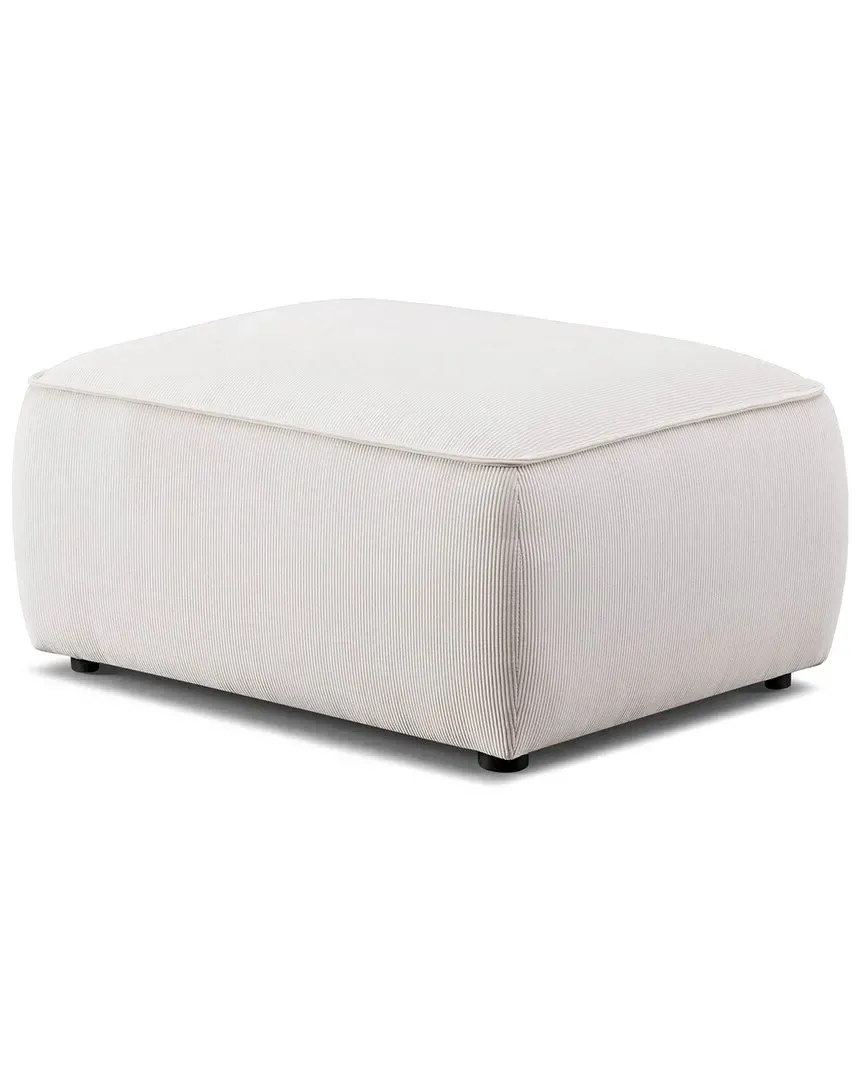 Travie Performance Corduroy Velvet Ottoman - White Sand
