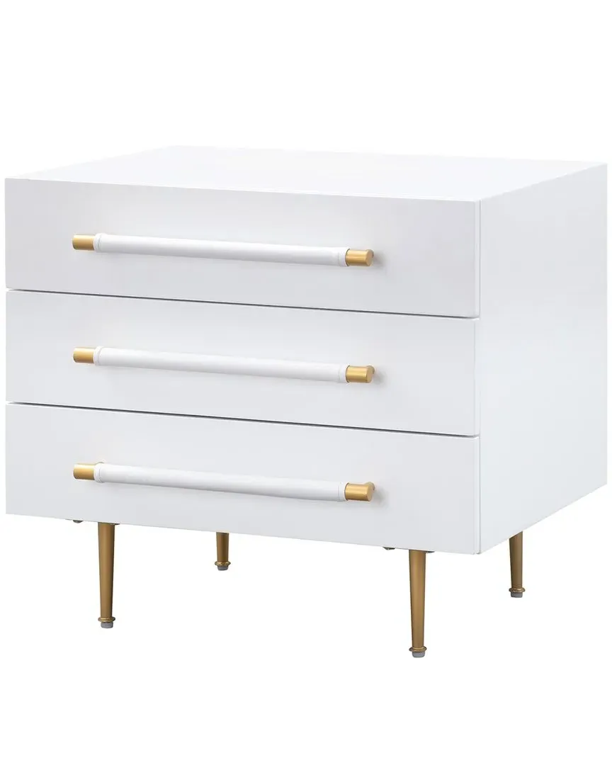 Trident Nightstand with Storage - White, Acacia