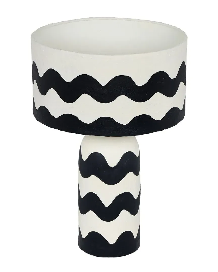 Tropea Waves Papier Mache Table Lamp - Black