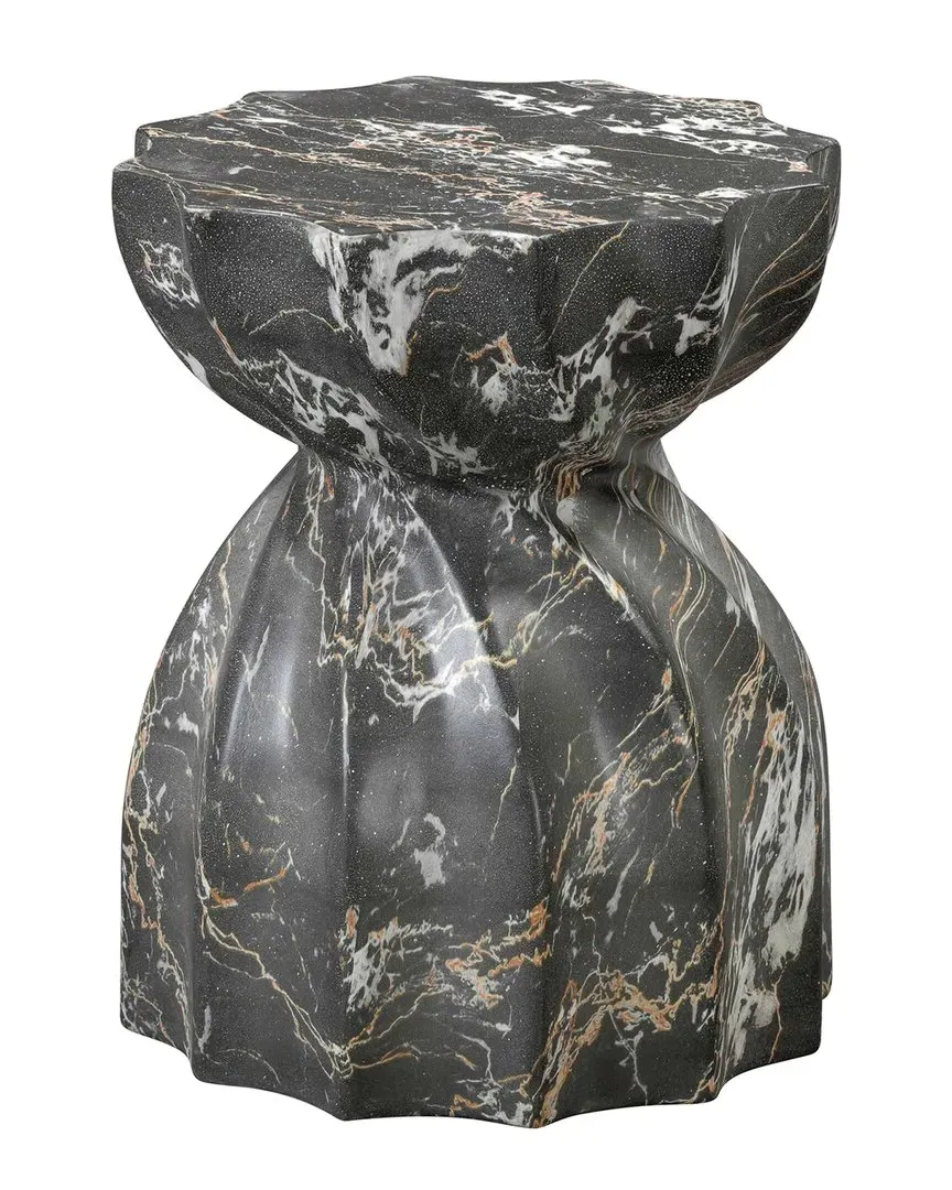 Turin Indoor/Outdoor Concrete Stool - Black, Faux Marble image