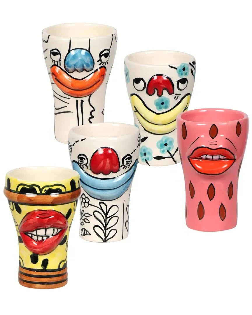 Velma Collection 5pc Ceramic Glasses Set - Multicolor image