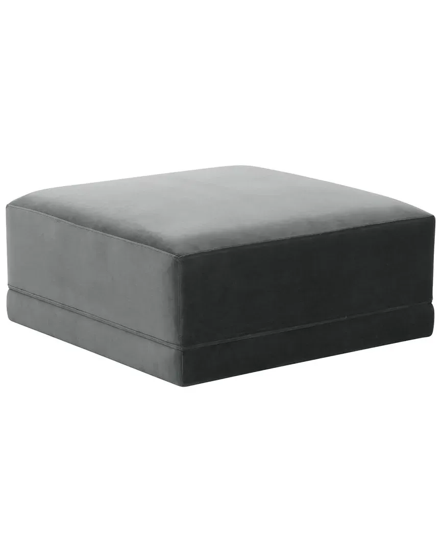 Willow Square Ottoman - Charcoal, Velvet