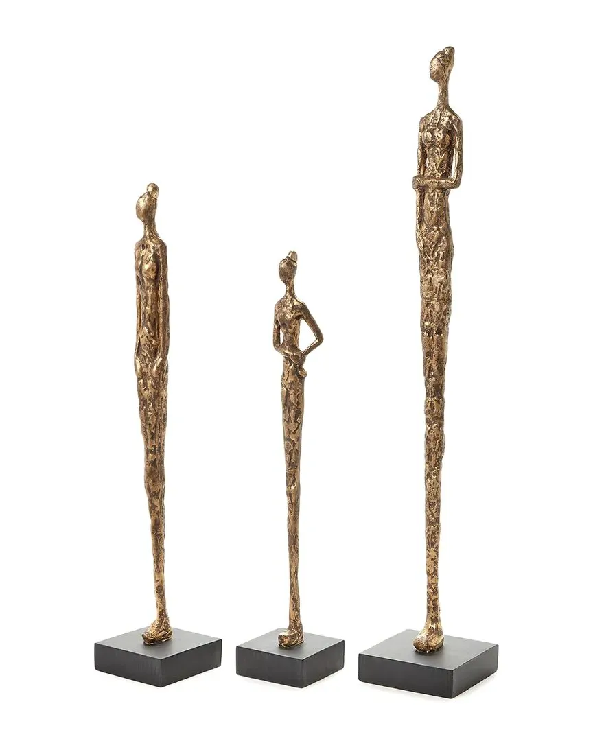 Set of 3 Standing Female Sculptures on Black Stand - Brown image
