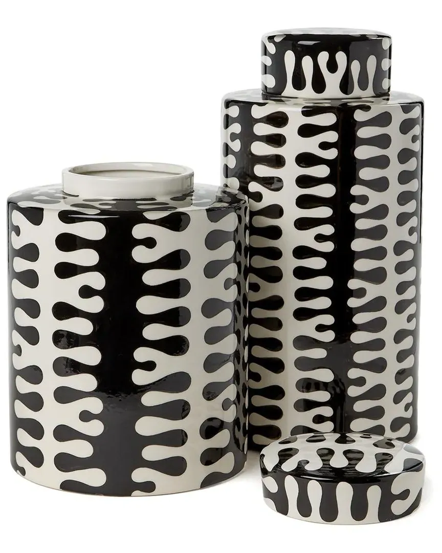 Tozai Set of 2 Jigsaw Jars - Black, Ceramic image