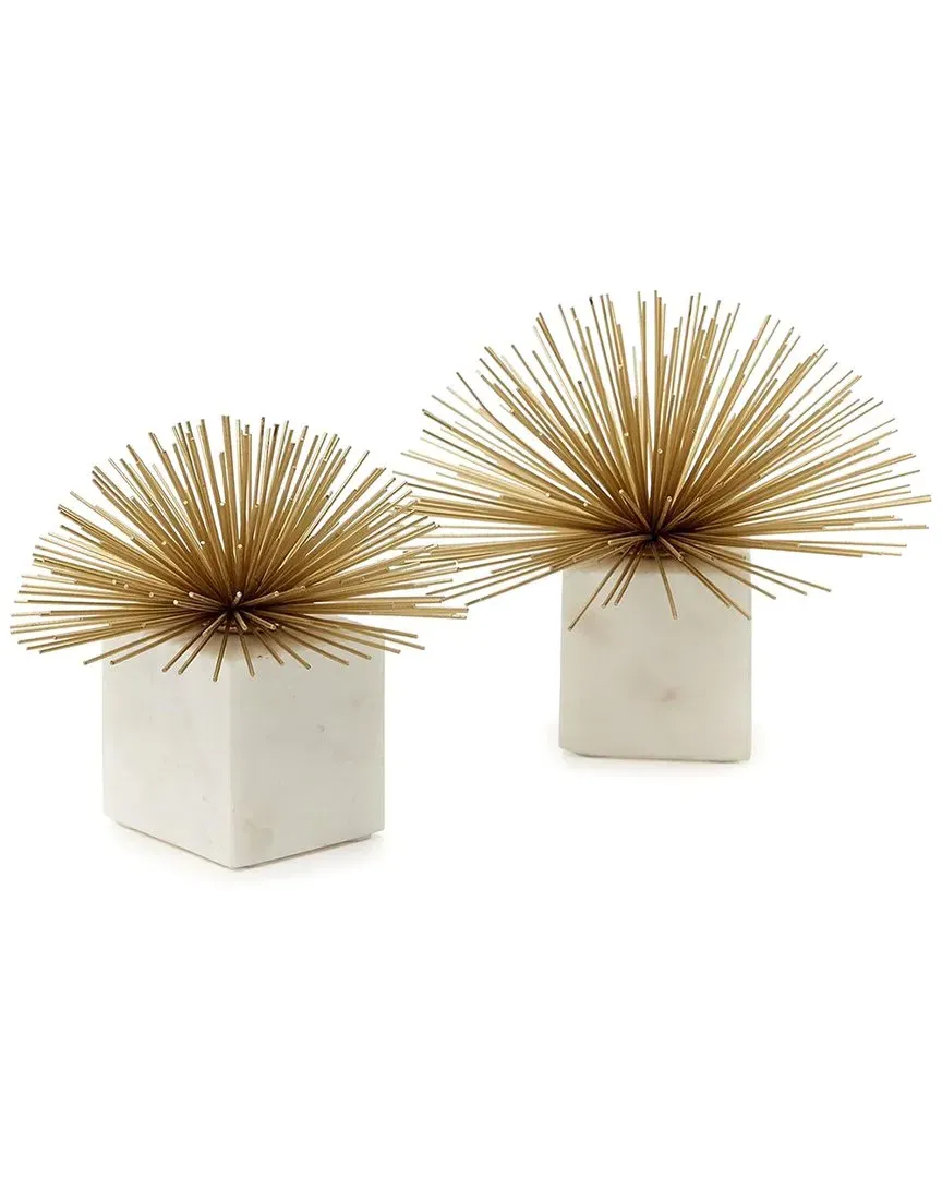 Tozai Set of 2 Starburst Sculptures - Iron, Marble image