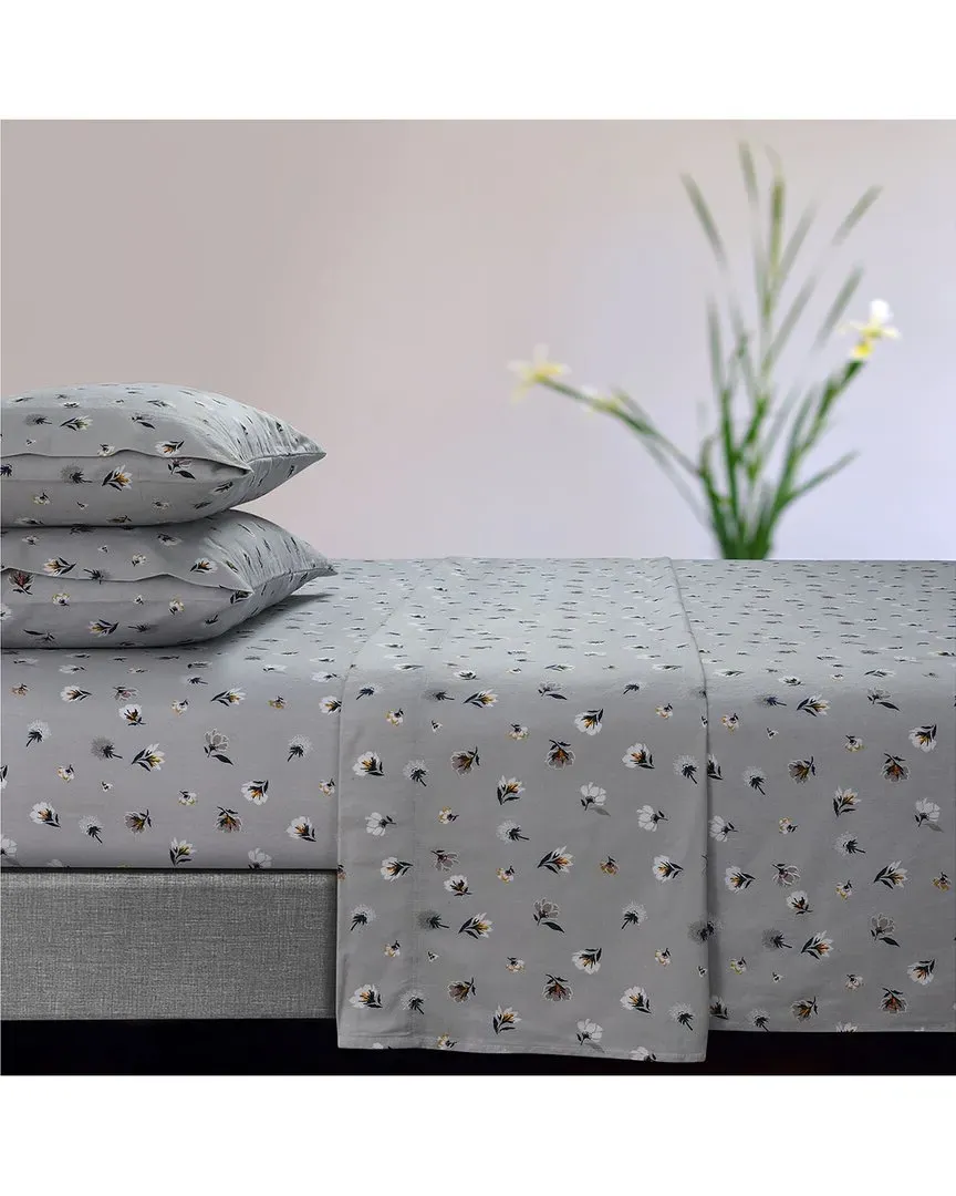 Floryn Flannel Sheet Set with Deep Pockets - Grey, Cotton