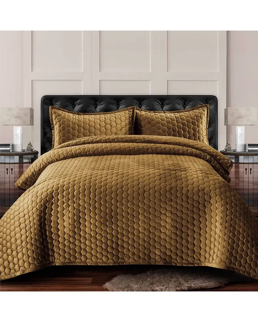 Lugano Oversized Quilt Set - Tan, Velvet