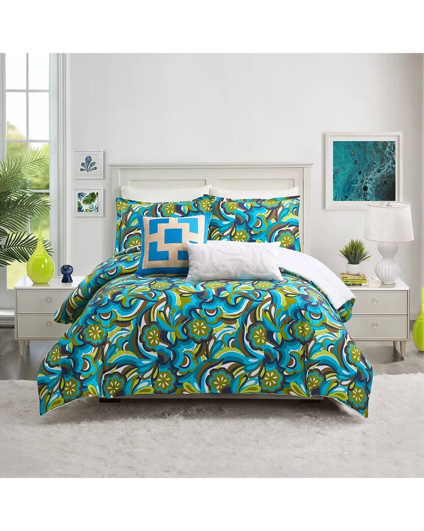 200tc Fall Floral Comforter Set - Blue, Cotton