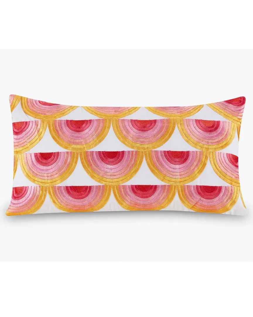 200tc Satin Stitch Embroidered Oblong Pillow - Pink, Cotton image