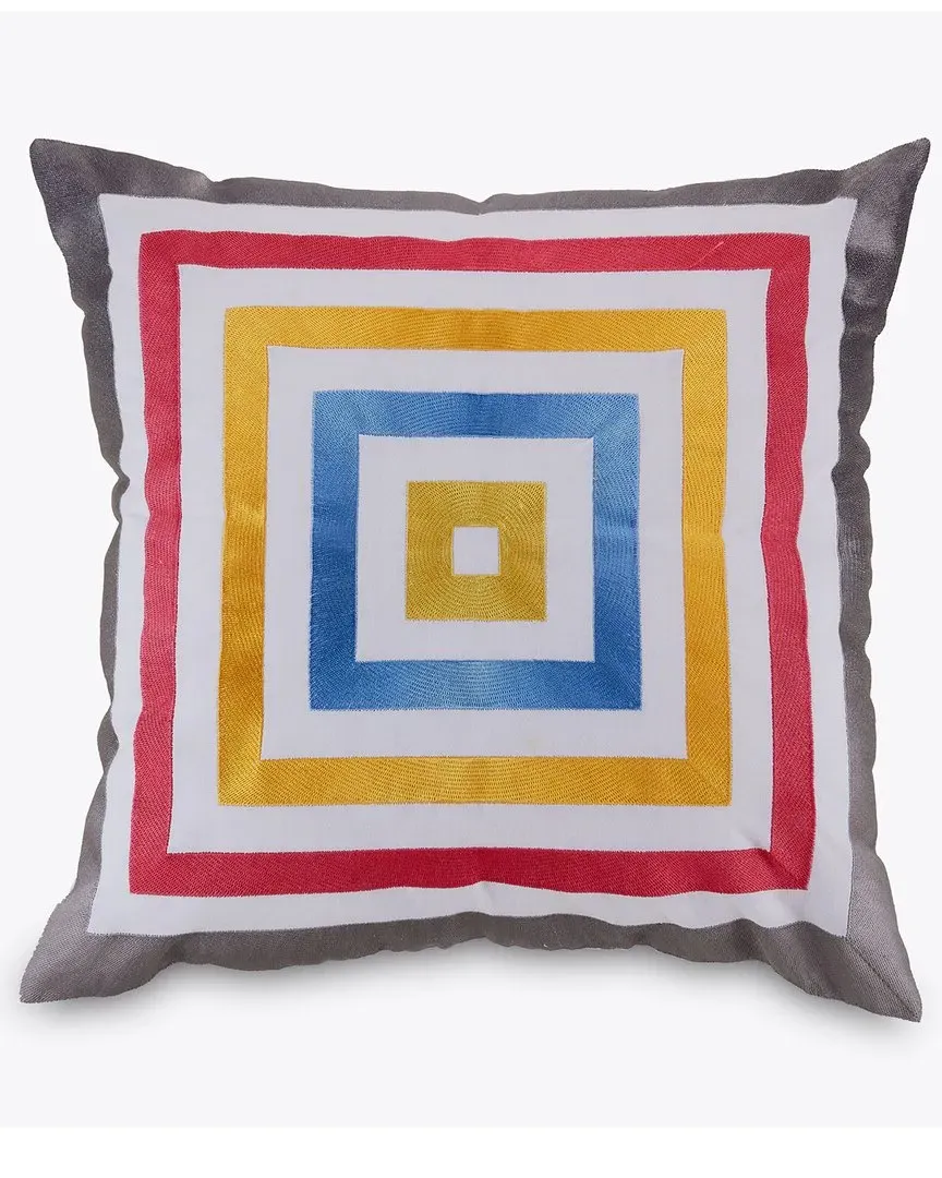 200tc Satin Stitch Embroidered Square Pillow - Pink, Cotton