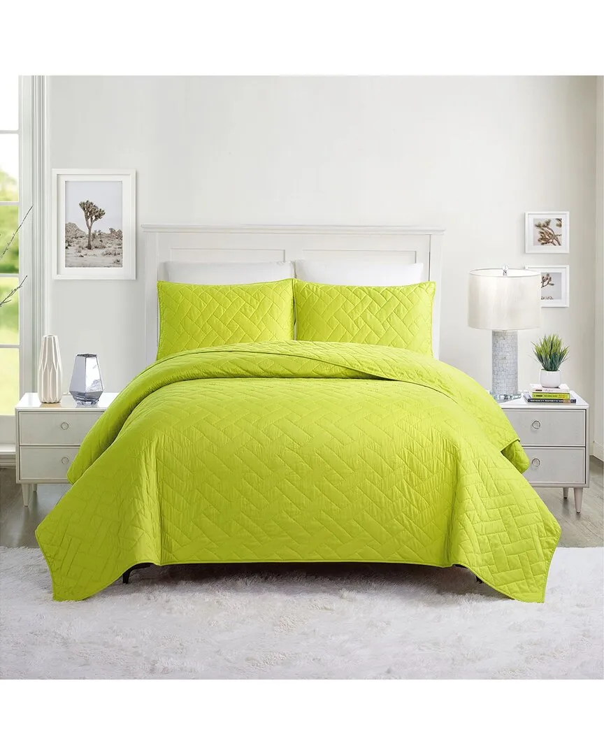 Dream Weaver Solid Cotton Coverlet Set - Green image