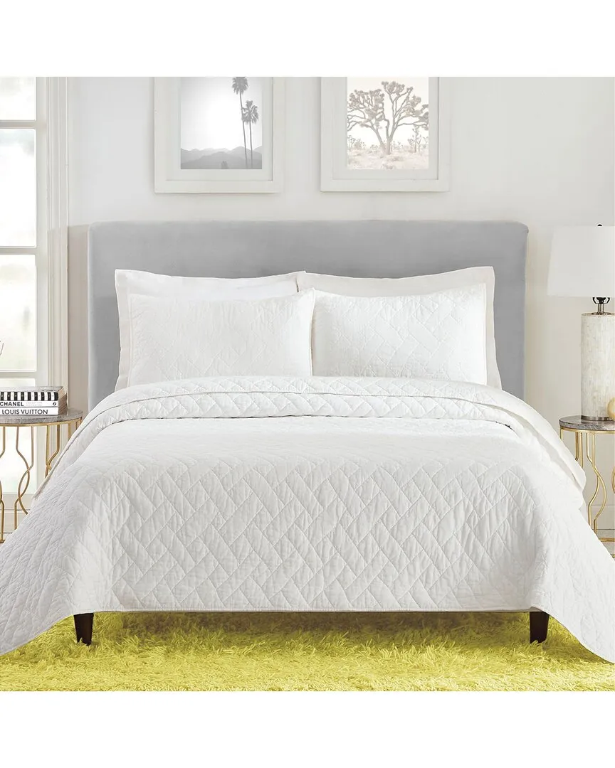 Dream Weaver Solid Cotton Coverlet Set - White