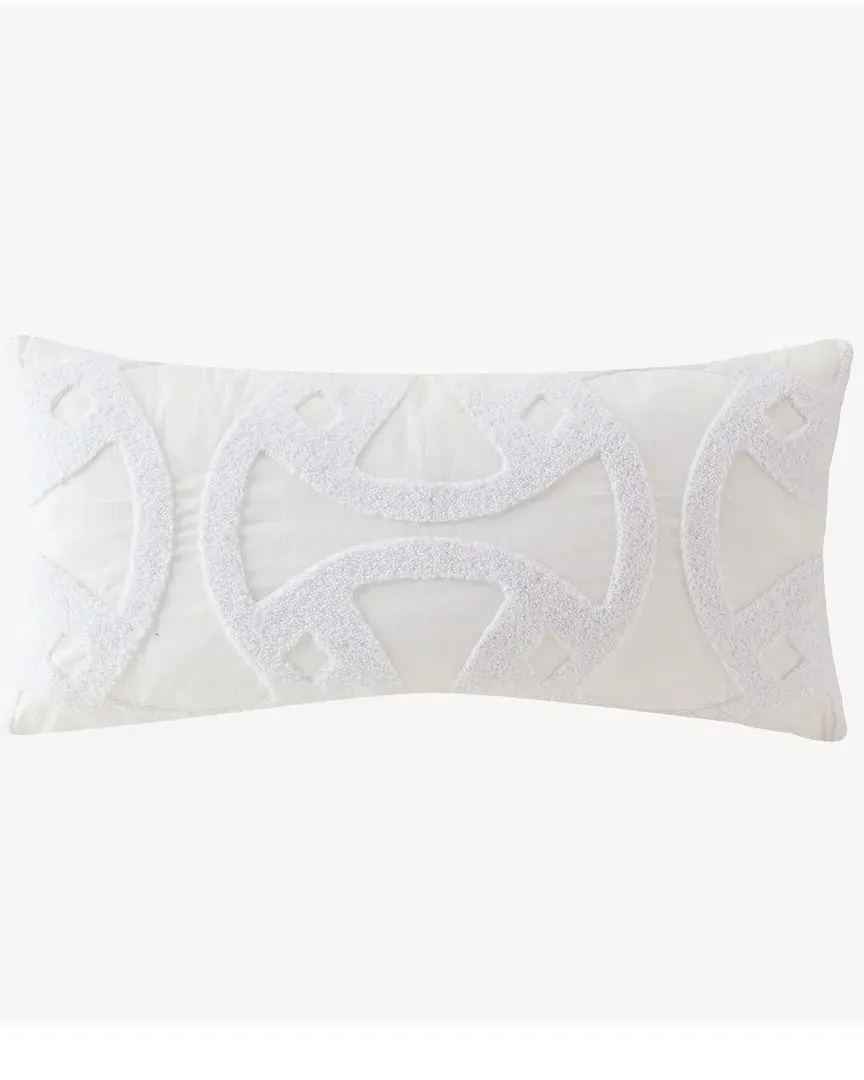 Tonal Tufted Oblong Pillow - White, Cotton