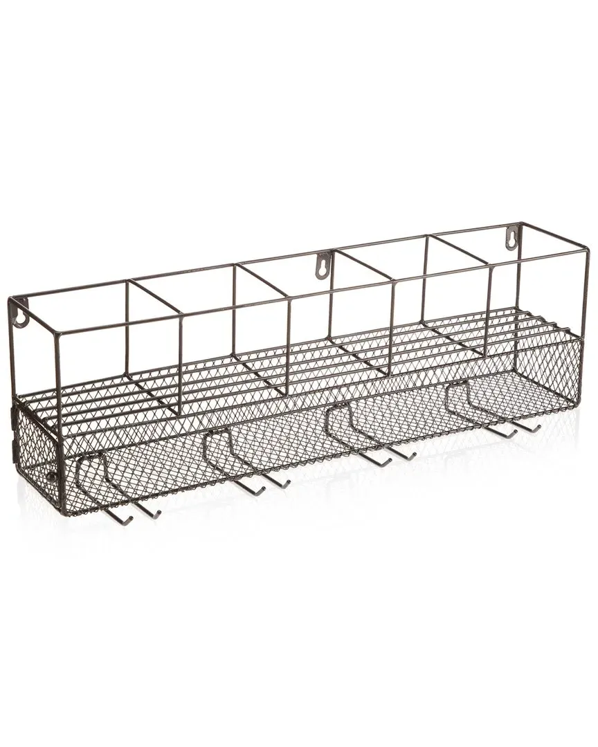 Wall Mounted Wire Wine Shelf with Cork Cage - Brown image