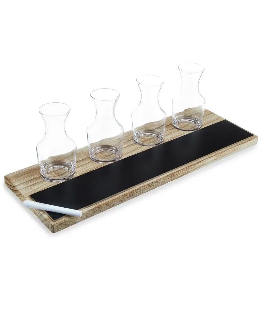 Wine Flight Set with Board - Natural Wood image