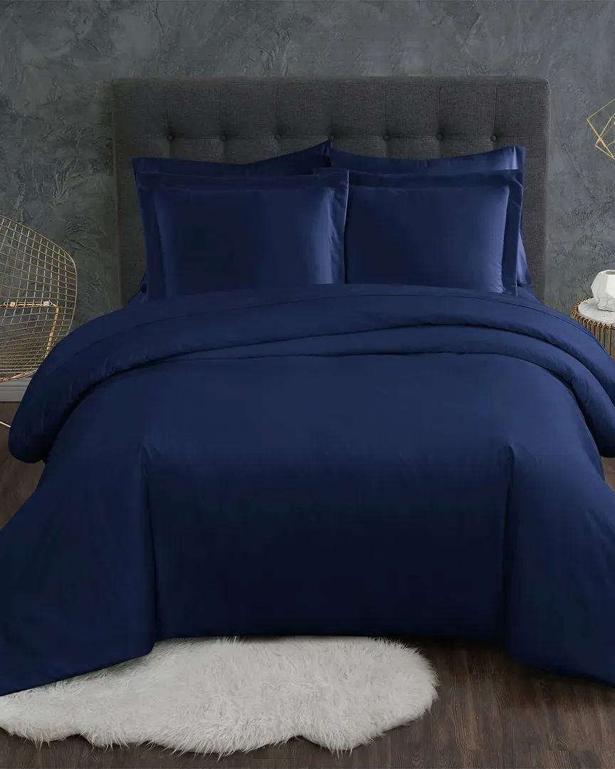 Antimicrobial 3-Piece Duvet Set - Navy, Polyester
