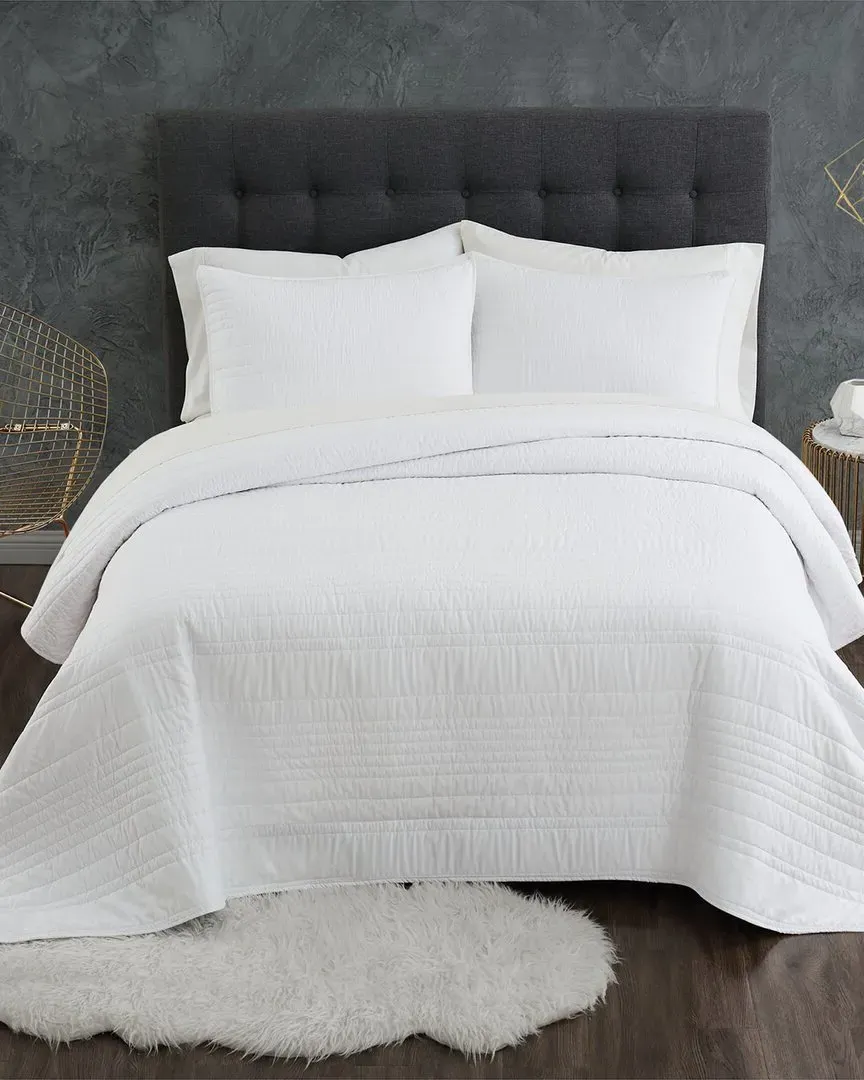 Antimicrobial 3-Piece Quilt Set - White, Polyester