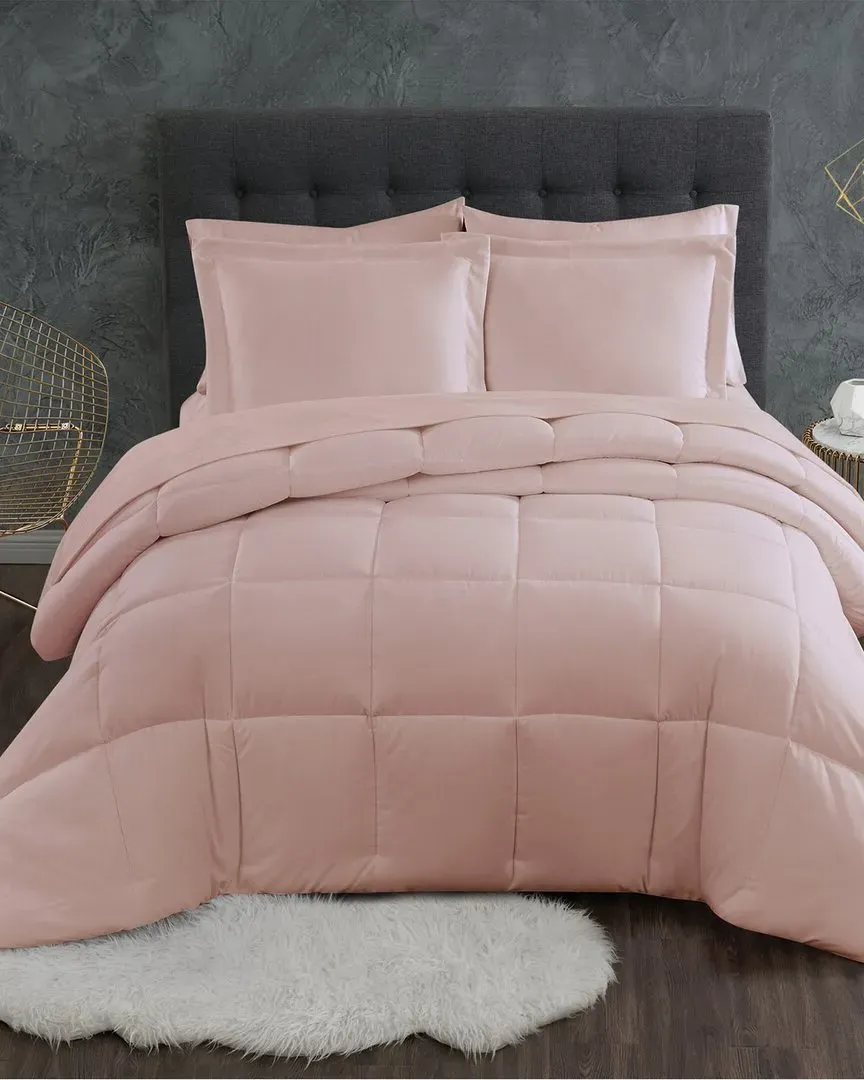 Antimicrobial Down Alternative 3-Piece Comforter Set - Blush image
