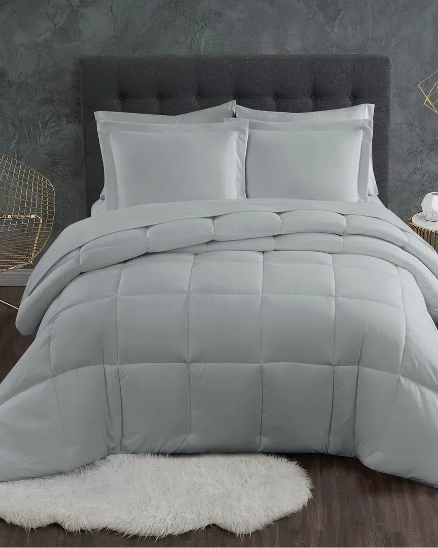 Antimicrobial Down Alternative 3-Piece Comforter Set - Grey