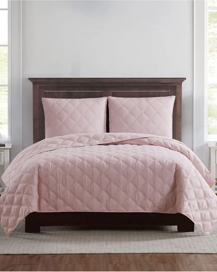 3-Piece Quilt Set - Blush, Microfiber
