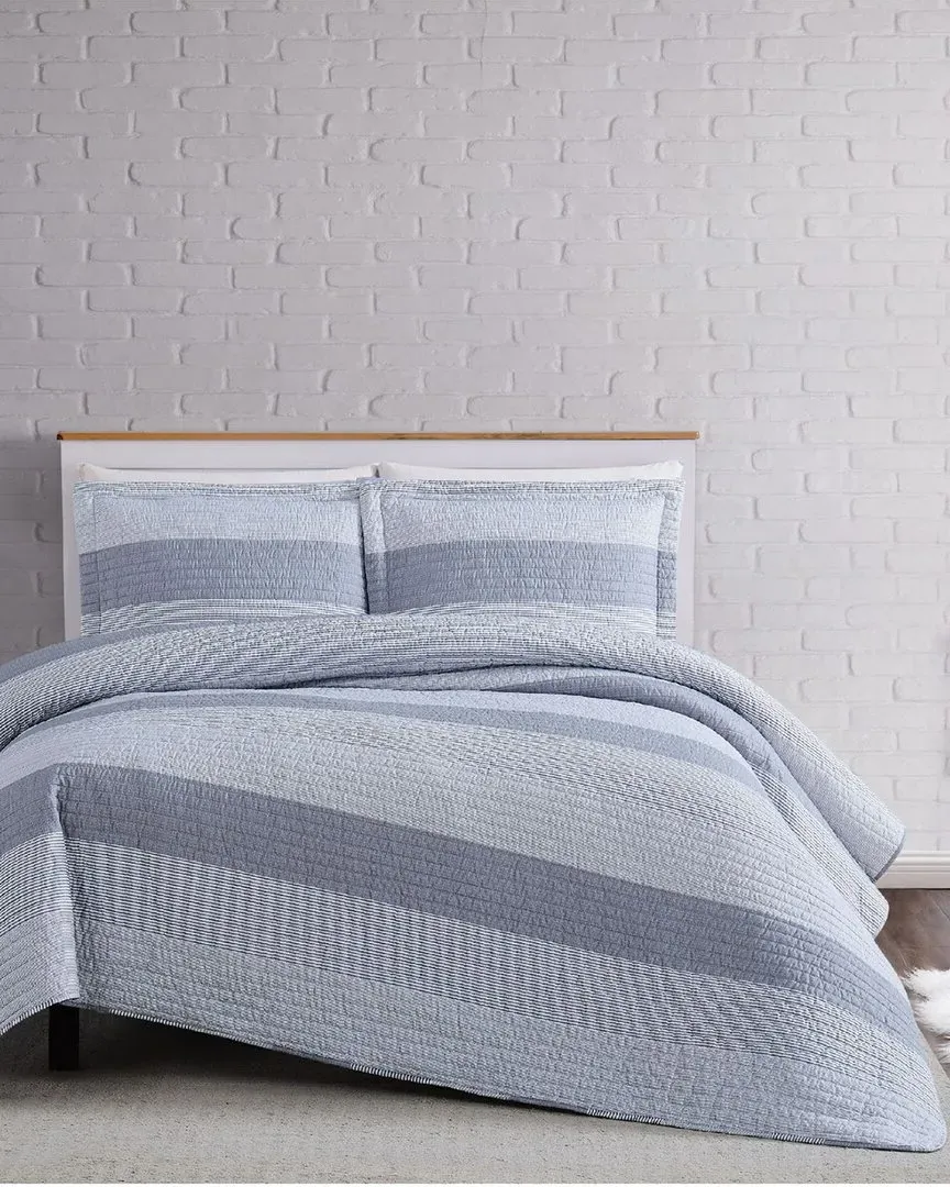 3-Piece Quilt Set - Grey, Microfiber