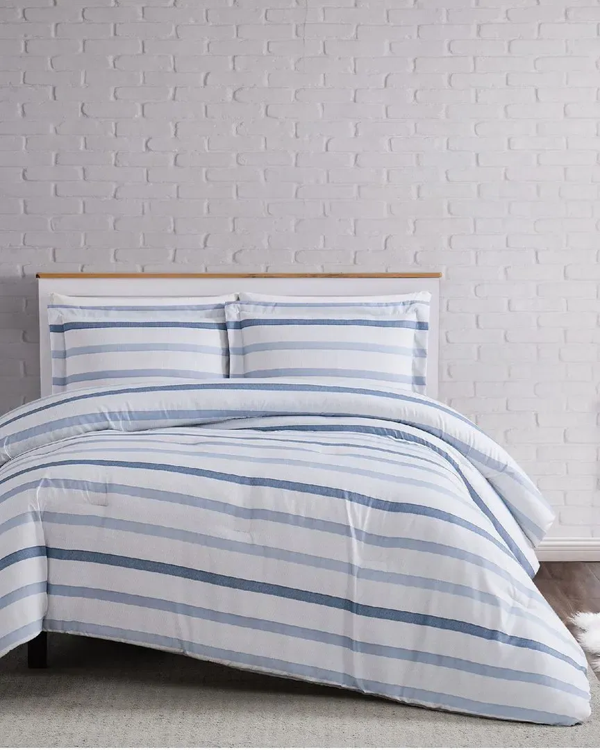 3pc Comforter Set - White, Microfiber