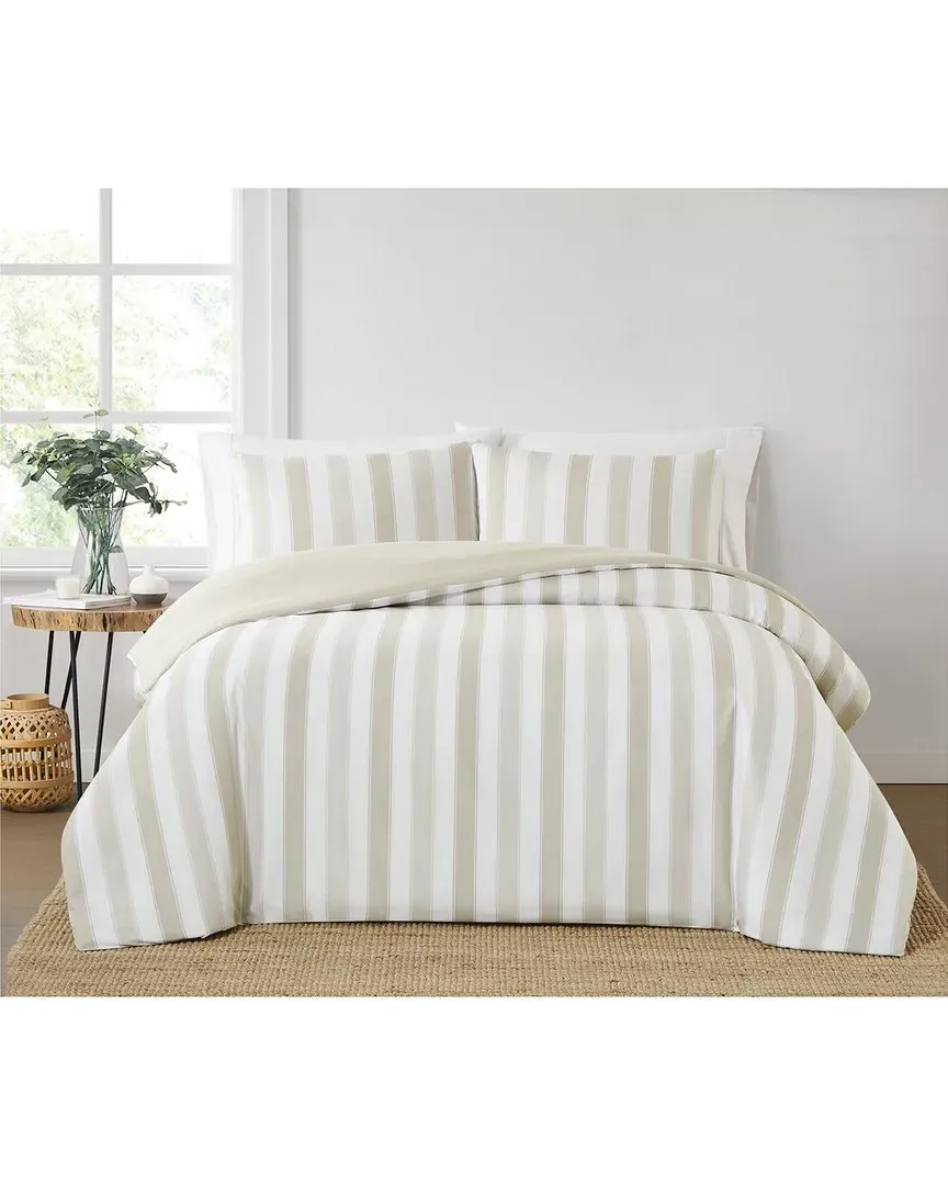 Aiden Stripe Duvet Cover Set - Beige, Microfiber image
