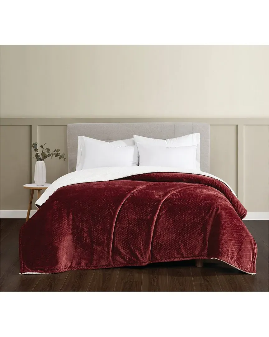 Basket Carved Fluffy Blanket - Cabernet, Polyester image