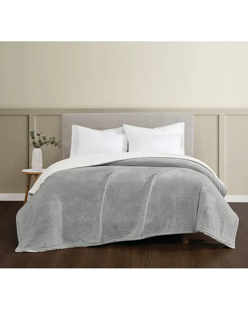 Basket Carved Fluffy Blanket - Grey, Polyester