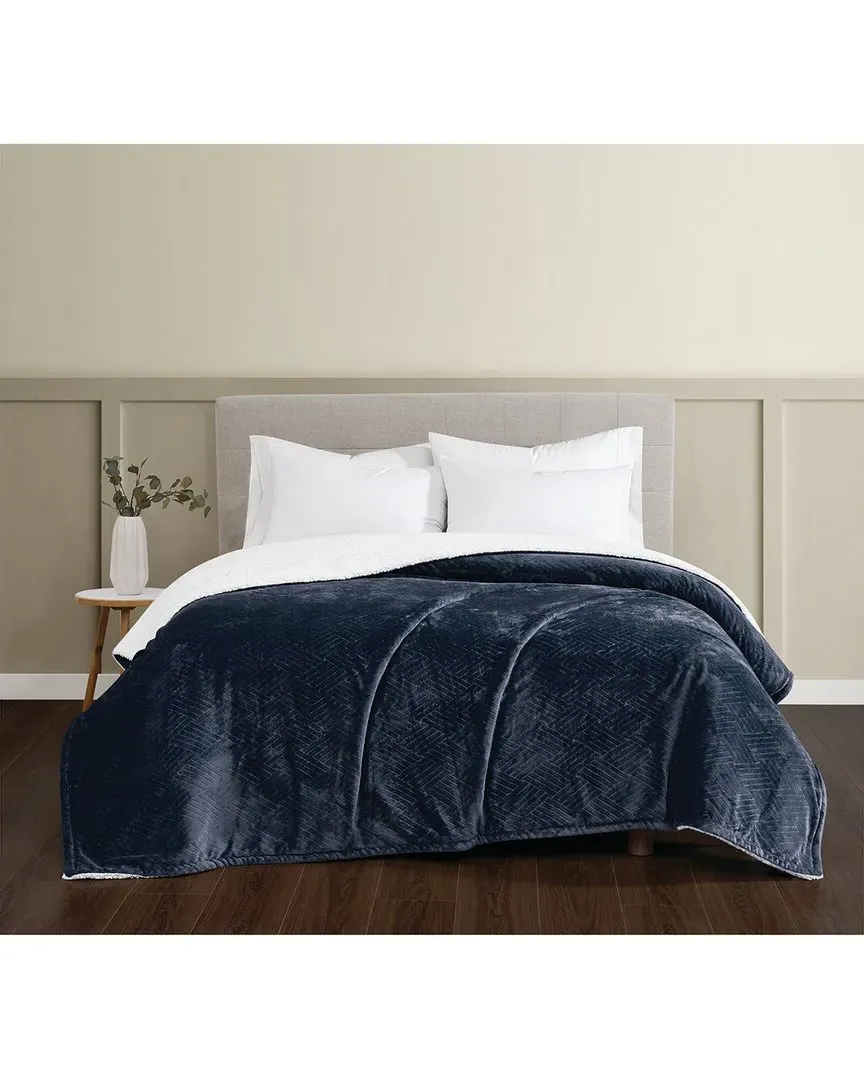Basket Carved Fluffy Blanket - Indigo, Polyester