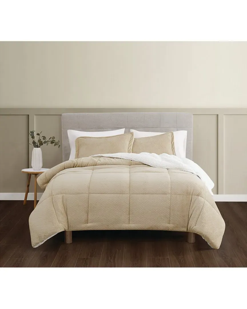 Basket Carved Fluffy Comforter Set - Tan, Polyester
