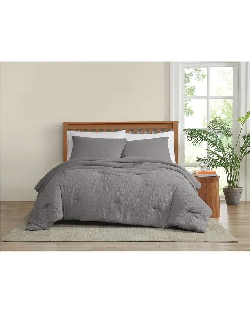 Crinkle Garment Wash Comforter Set - Grey, Microfiber
