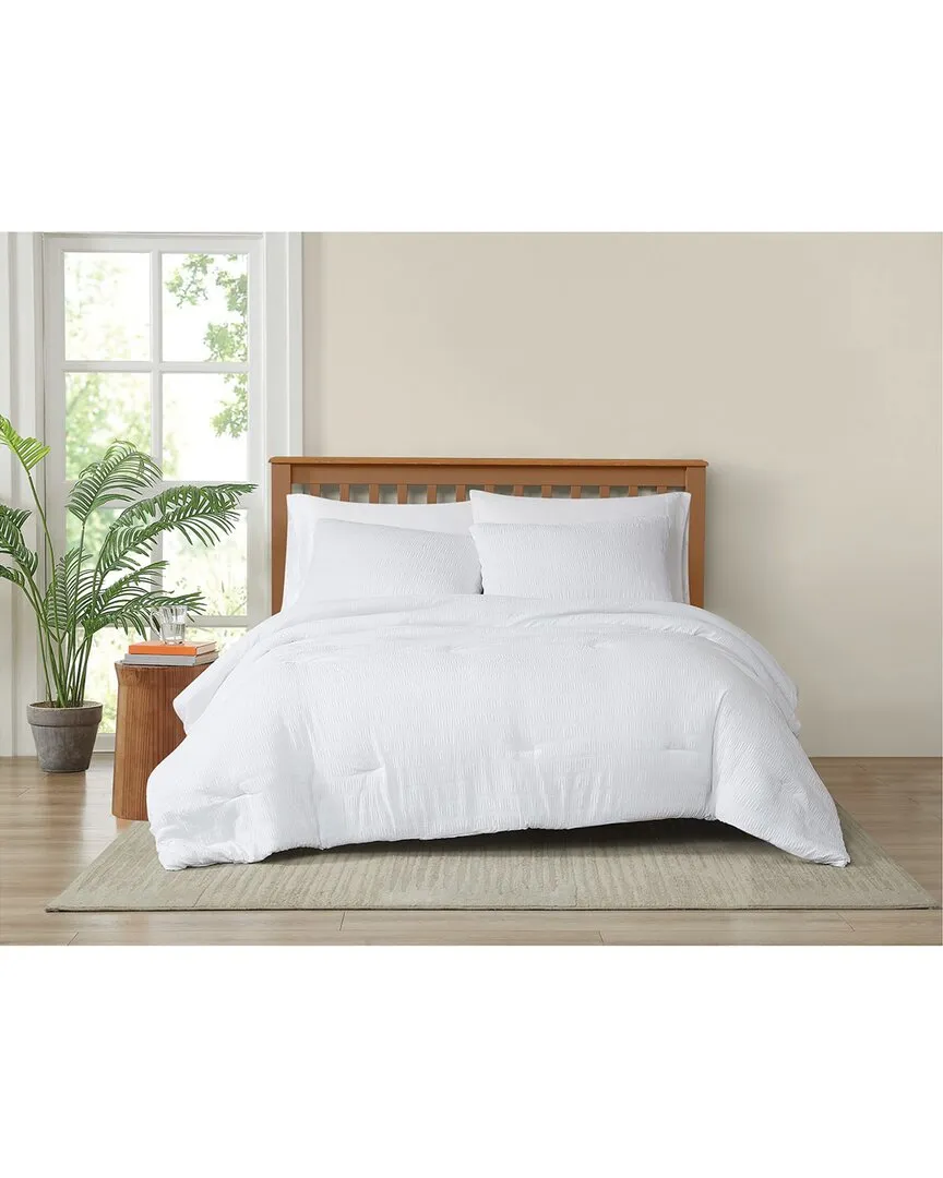 Crinkle Garment Wash Comforter Set - White, Microfiber