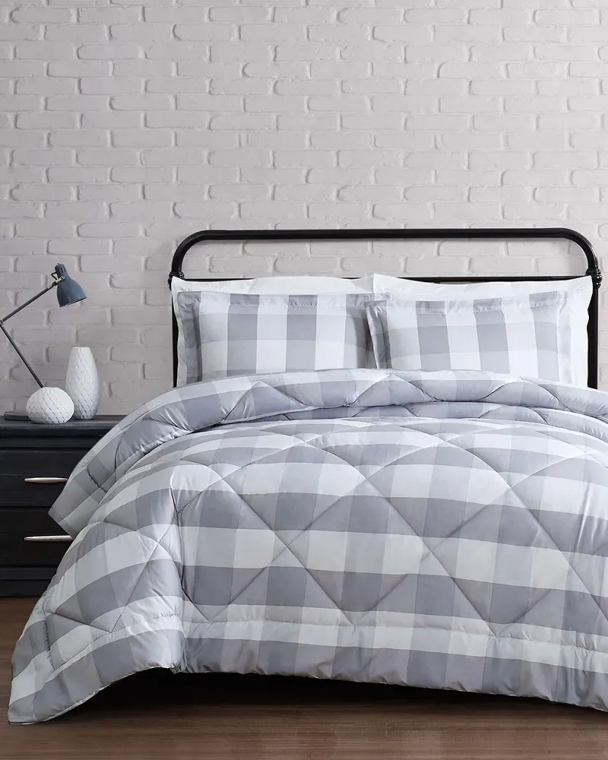 Everyday Buffalo Plaid Comforter Set - Grey, Microfiber
