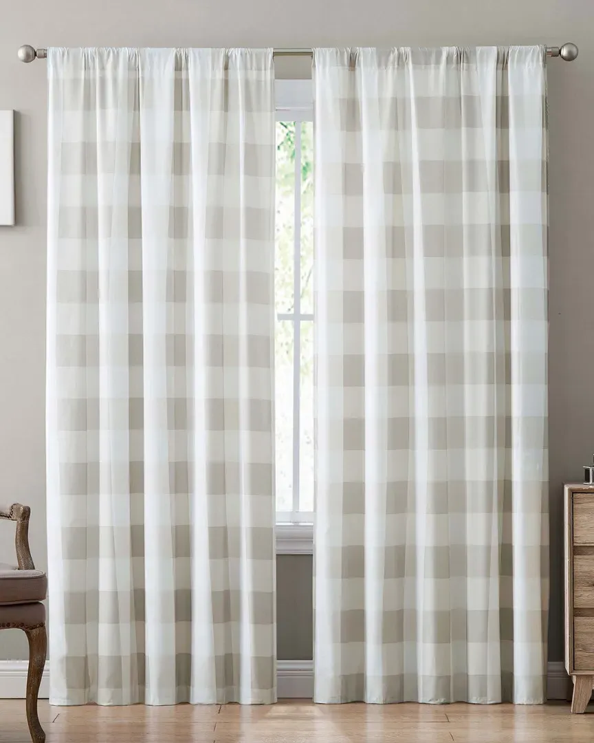 Everyday Buffalo Plaid Drape Set - Khaki, Microfiber