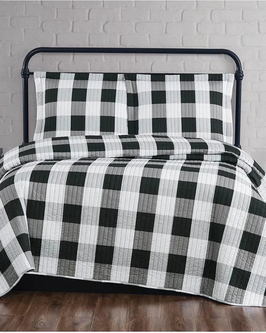 Everyday Buffalo Plaid Quilt Set - Black, Microfiber