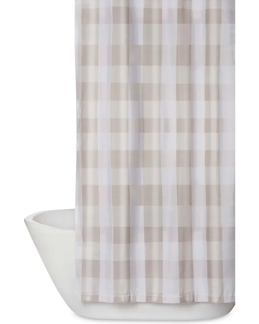 Everyday Buffalo Plaid Shower Curtain - Khaki, Microfiber