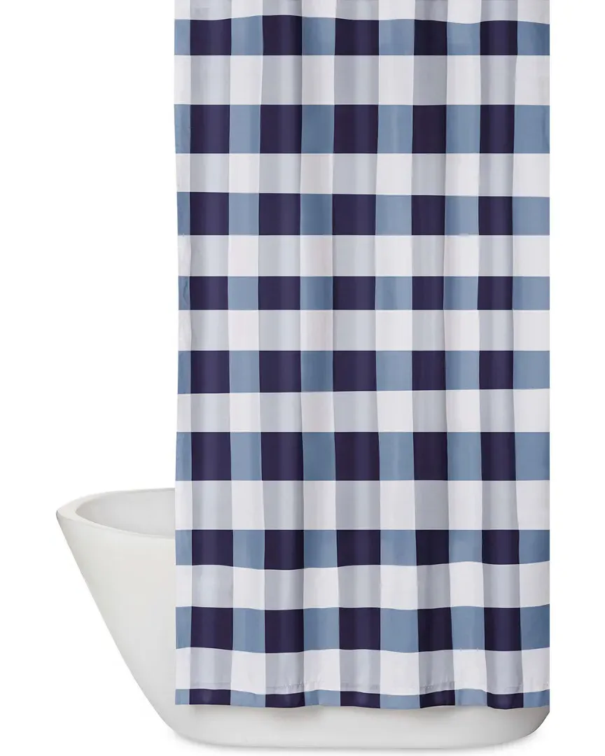 Everyday Buffalo Plaid Shower Curtain - Navy, Microfiber